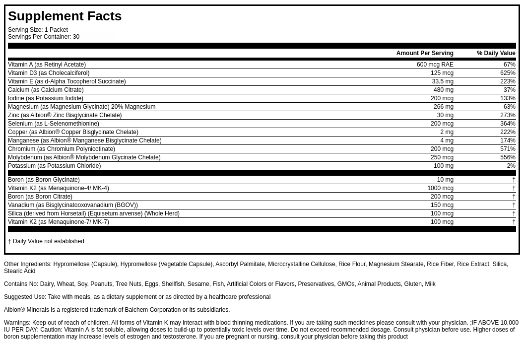 OsteoArmor Complete Bone Support System – 30 Daily Packs
