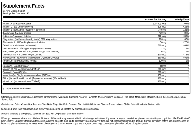 OsteoArmor Complete Bone Support System – 30 Daily Packs